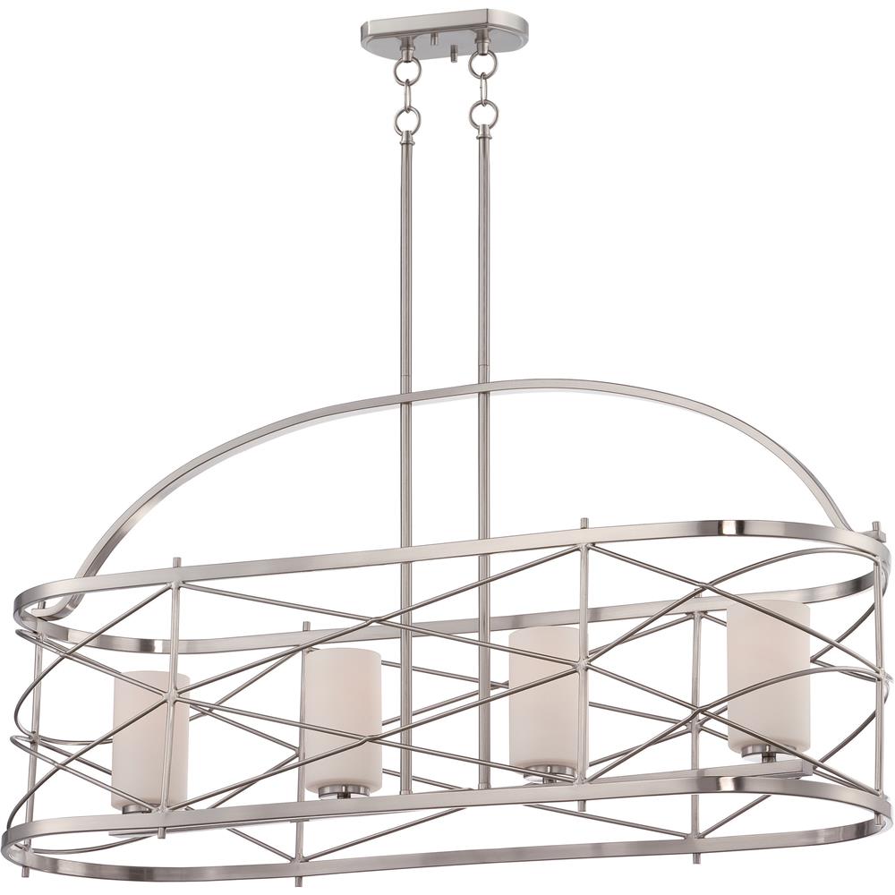 Nuvo Lighting 60/5334  Ginger - 4 Light Island Pendant with Etched Opal Glass in Brushed Nickel Finish
